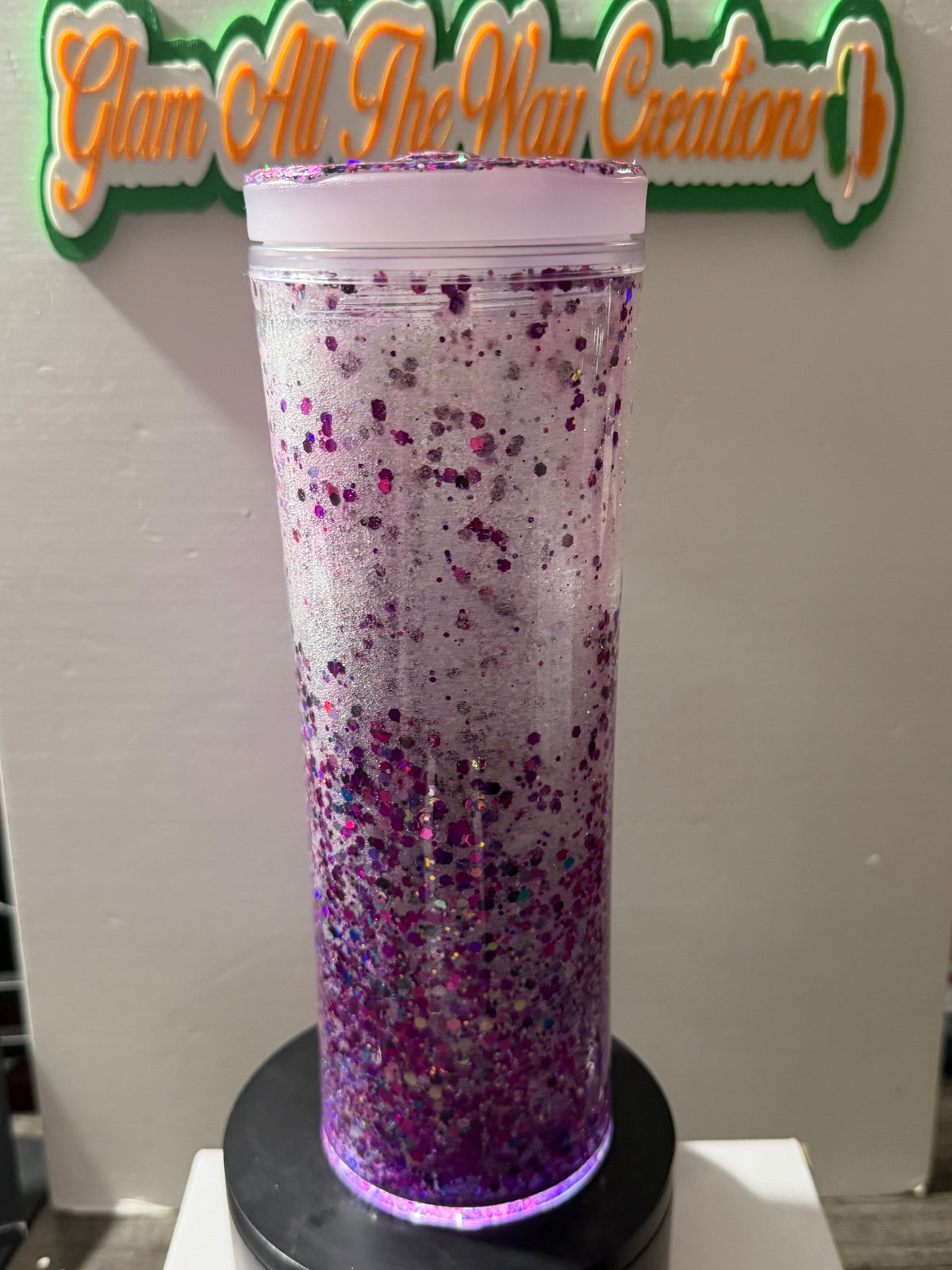 20OZ STRAIGHT ACRYLIC SIPPY CUP STYLE  - OMBRE DRY GLITTER - GLITTERED LID