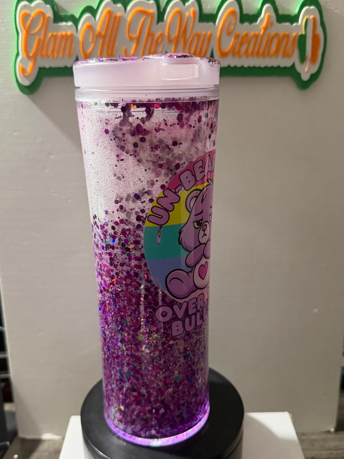 20OZ STRAIGHT ACRYLIC SIPPY CUP STYLE  - OMBRE DRY GLITTER - GLITTERED LID