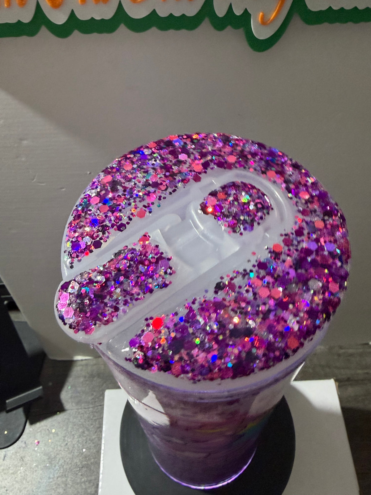 20OZ STRAIGHT ACRYLIC SIPPY CUP STYLE  - OMBRE DRY GLITTER - GLITTERED LID