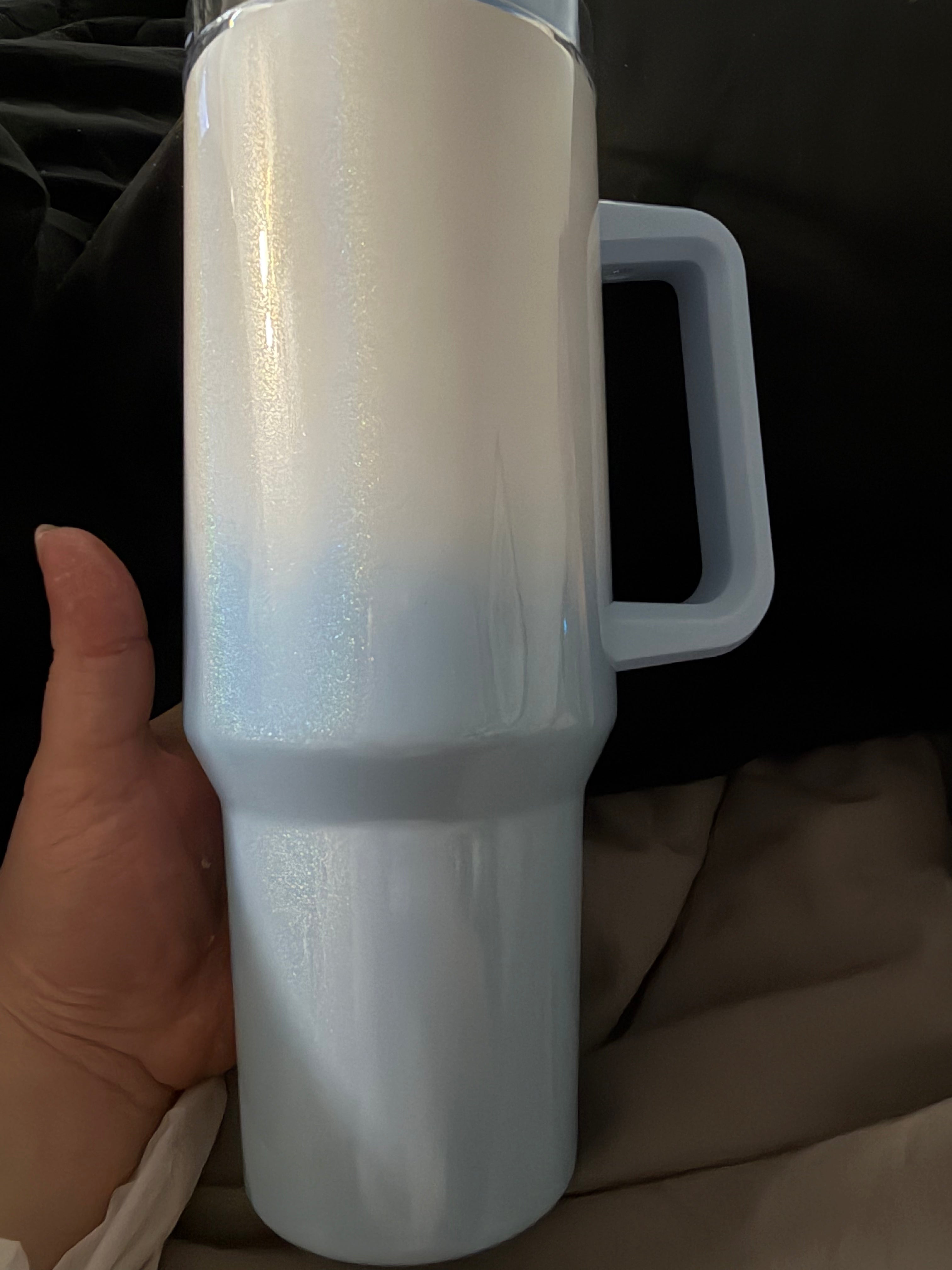 40oz stainless steel tumbler (decal only) Glitter white ombre bottom