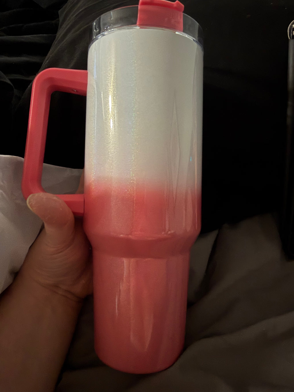 40oz stainless steel tumbler (decal only) Glitter white ombre bottom