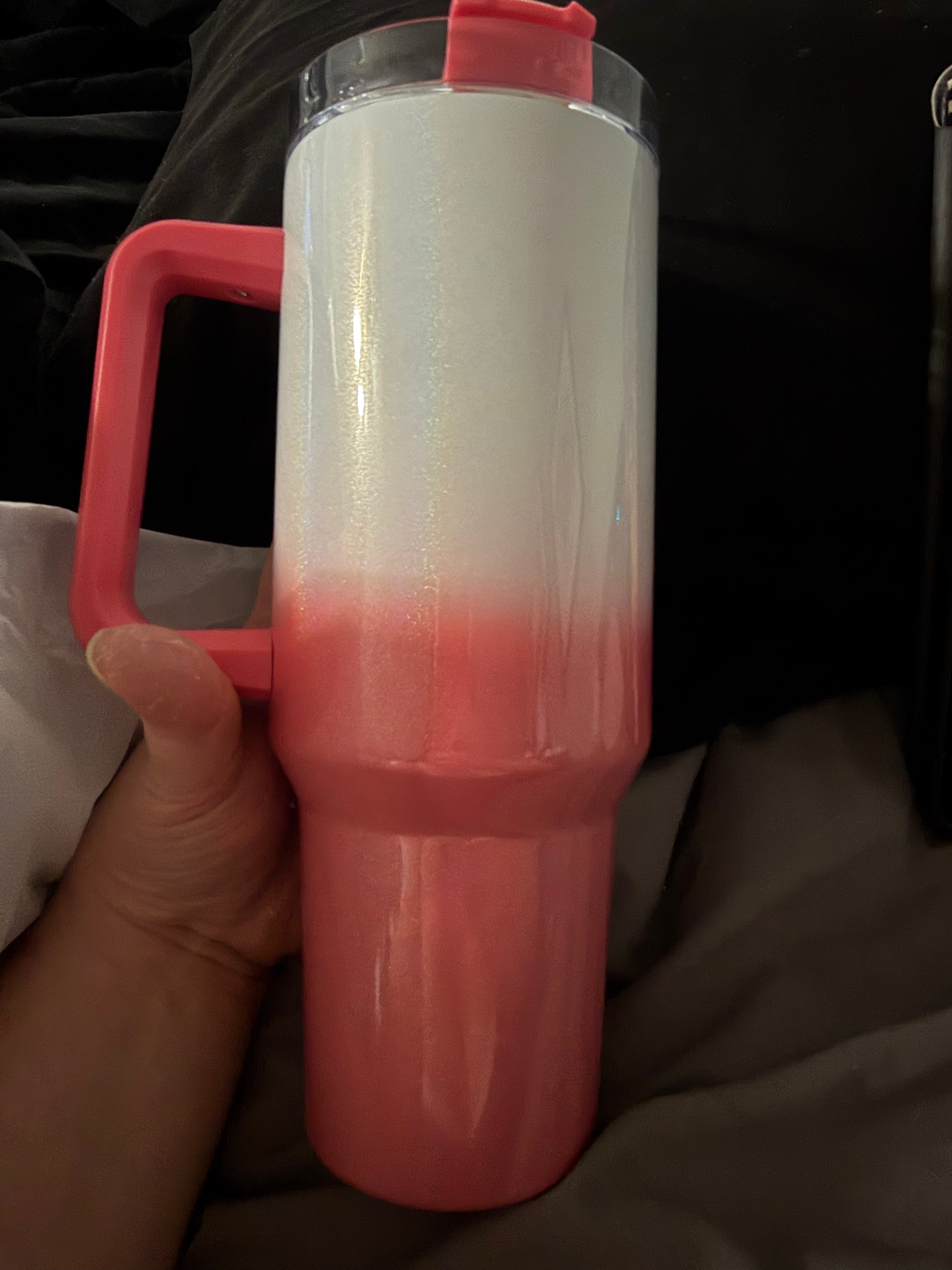 40oz stainless steel tumbler (decal only) Glitter white ombre bottom