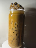CARAMEL ICED LATTE CUP WITH DECO LID - 20OZ LIBBY CAN STYLE