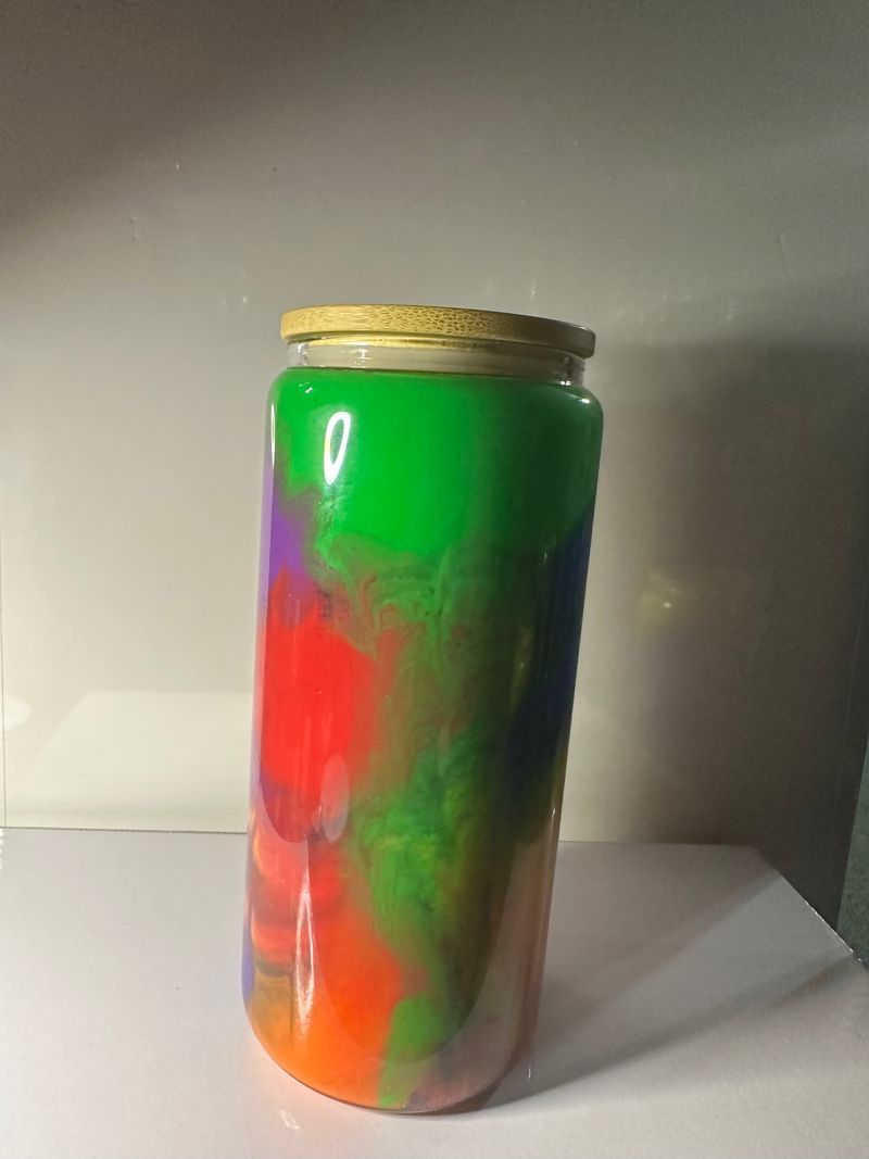 Rainbow Paint - Glass - Premade Cup