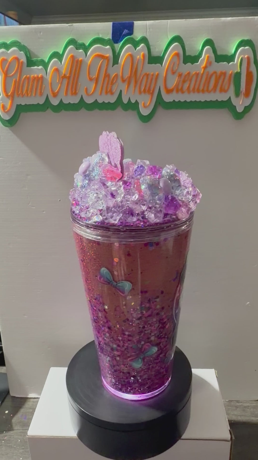 16OZ TAPERED - OMBRE DRY GLITTER “SASSHOLE” CUP - WITH DECO LID