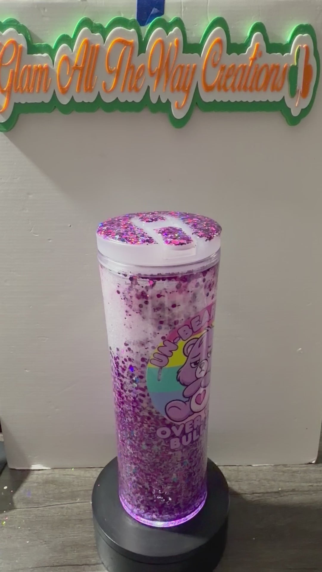 20OZ STRAIGHT ACRYLIC SIPPY CUP STYLE  - OMBRE DRY GLITTER - GLITTERED LID