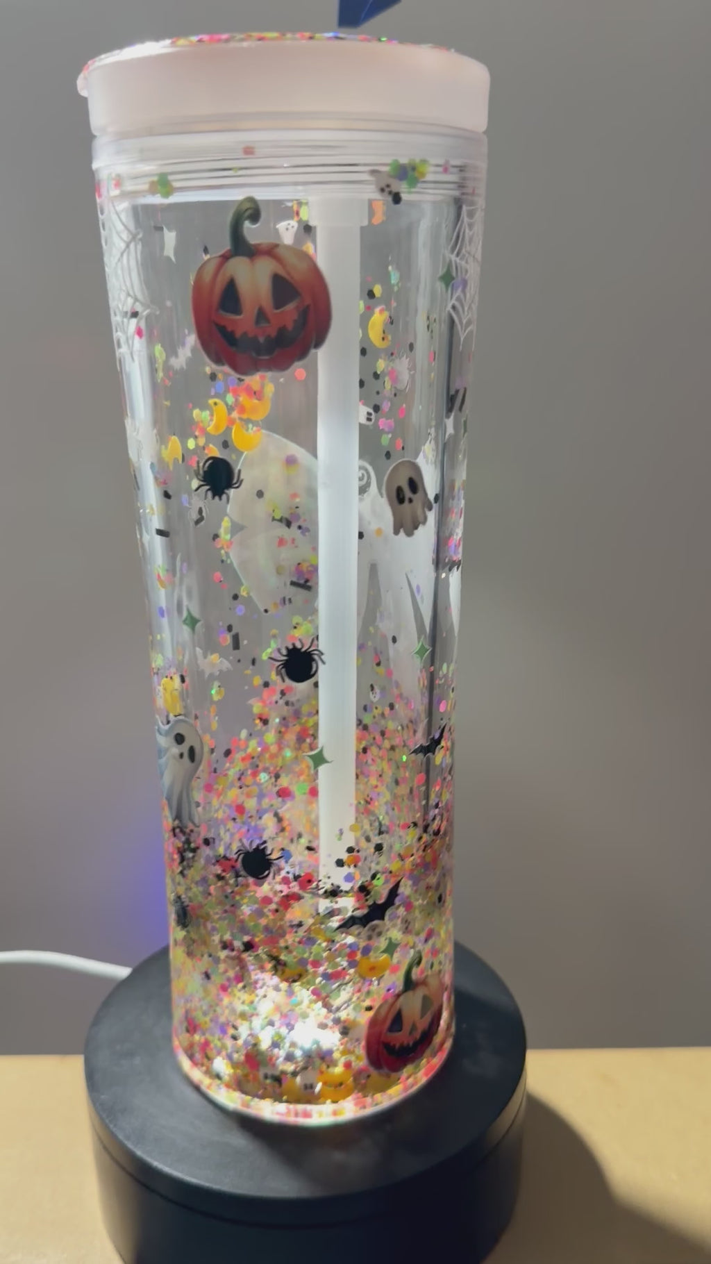 20OZ STRAIGHT ACRYLIC SIPPY CUP STYLE  - CLEAR DUEL LAVA - HALLOWEEN