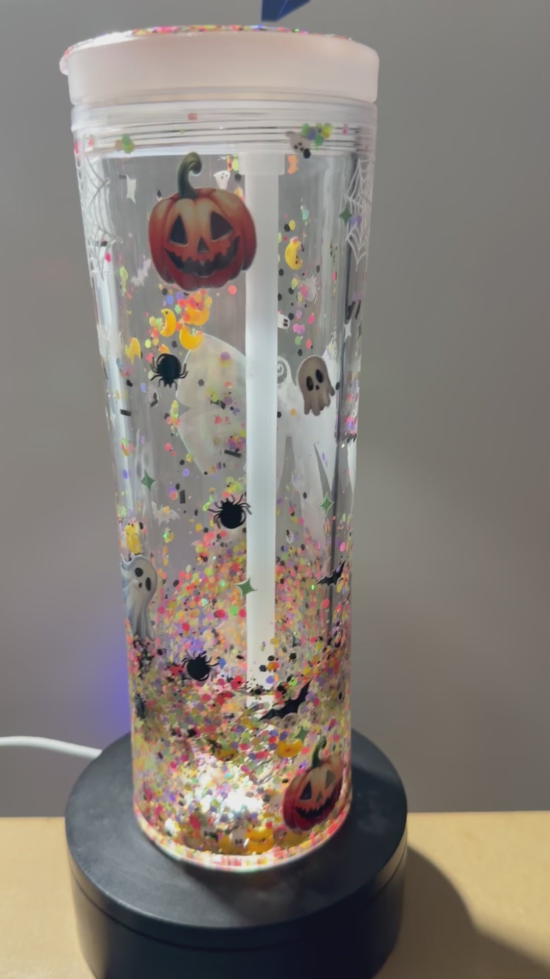 20OZ STRAIGHT ACRYLIC SIPPY CUP STYLE  - CLEAR DUEL LAVA - HALLOWEEN