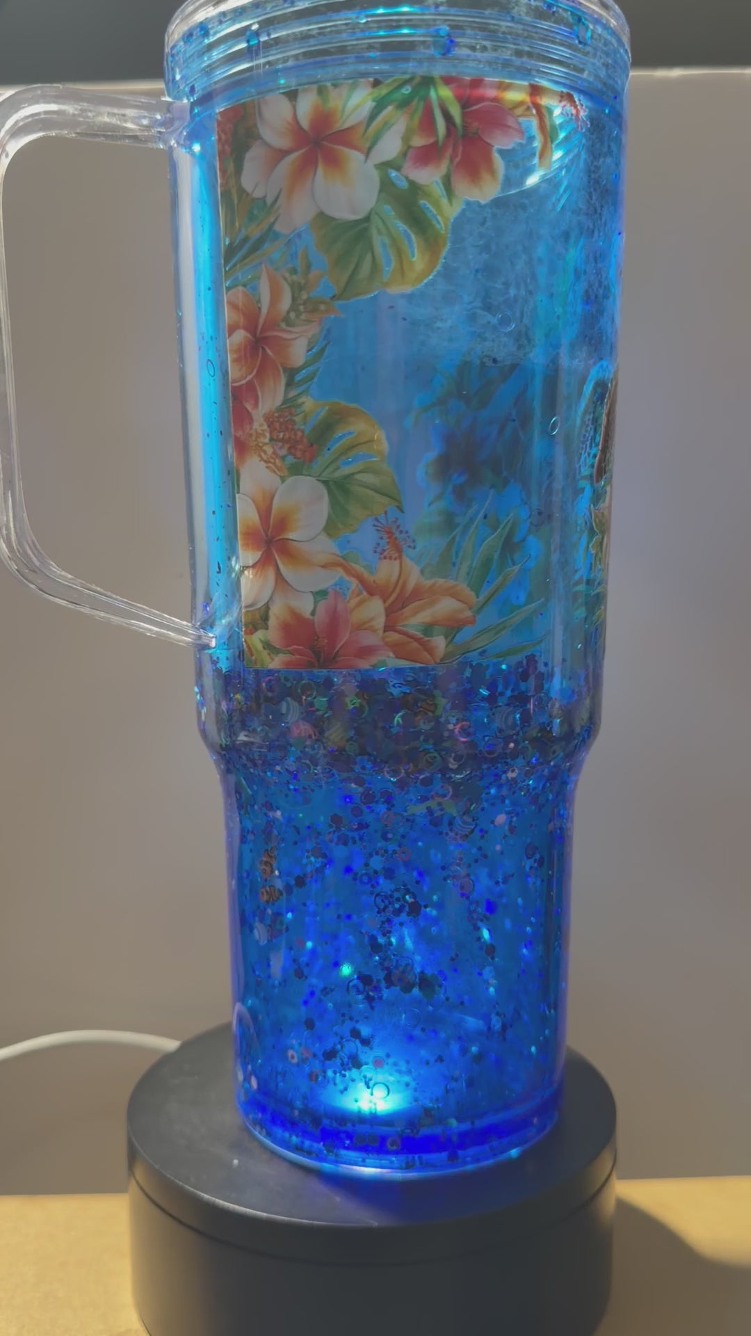 40 OZ ACRYLIC - BLUE ON BLUE DUEL LAVA AQUARIUM CUP - DECO LID