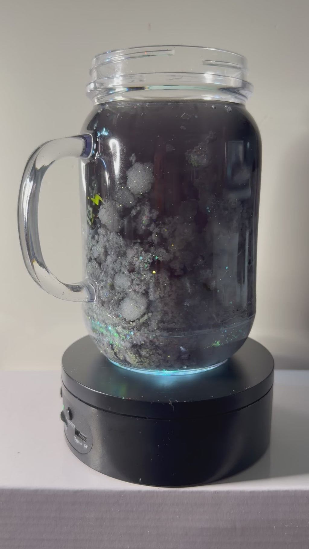 20OZ MASON ACRYLIC - WATERFALL NUGHTSKY CLOUD - GLOW IN THE DARK w/ DECO LID