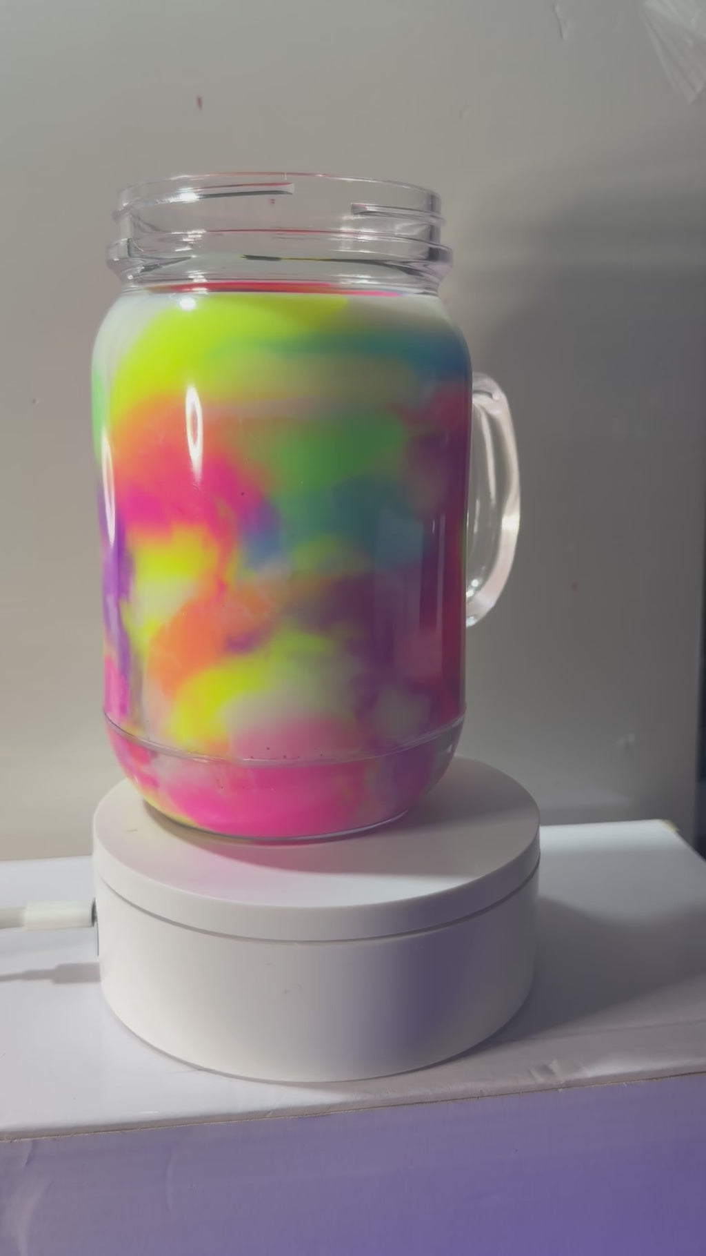 20OZ MASON ACRYLIC - PAINT - GLOW IN THE DARK