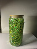 Suspended Shamrock Glitter - Glass - Premade Cup
